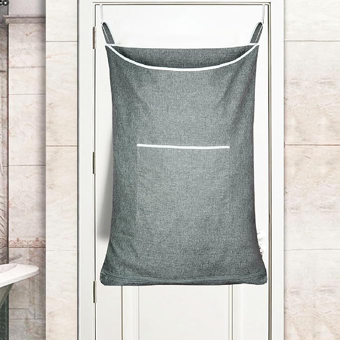 XL Large Hanging Laundry Hamper, Over the Door Laundry Bag with Zipper and Wide Open Top,Hanging Hamper for Storage Laundry, Clothes, Toys,36x 22 Inch, Heather Grey 2Pack.-Ruum Studio Home