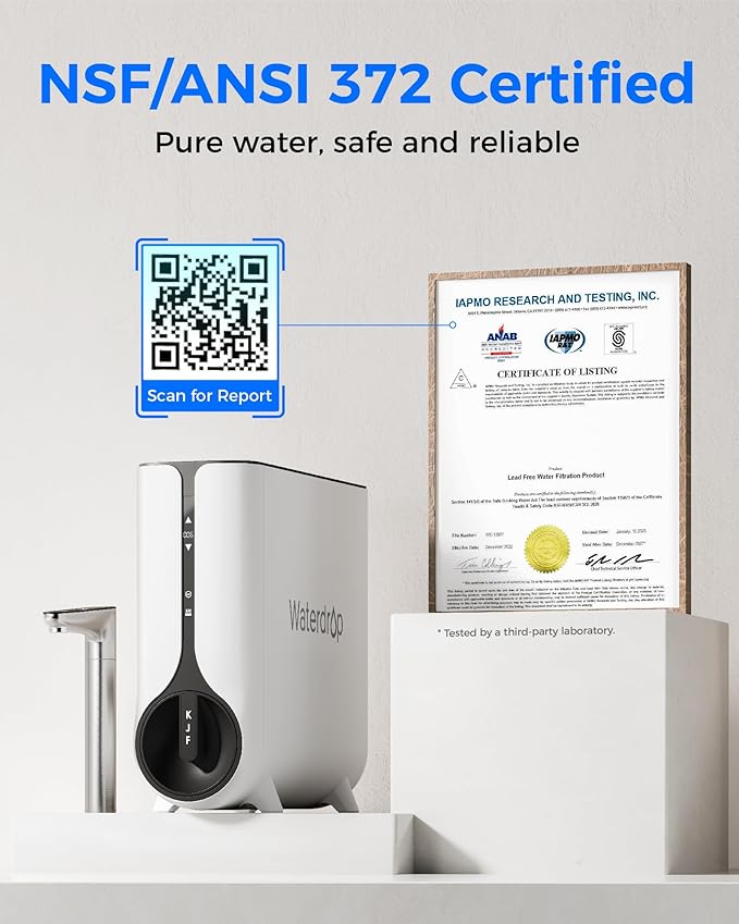 Waterdrop Reverse Osmosis System, Instant Hot Water Dispenser, 600 GPD, Reduce PFAS, Tankless, 2:1 Pure to Drain, Under Sink, TDS Reduction, Smart LED Faucet, Hot and Cold Water Dispenser Faucet-Ruum Studio Home