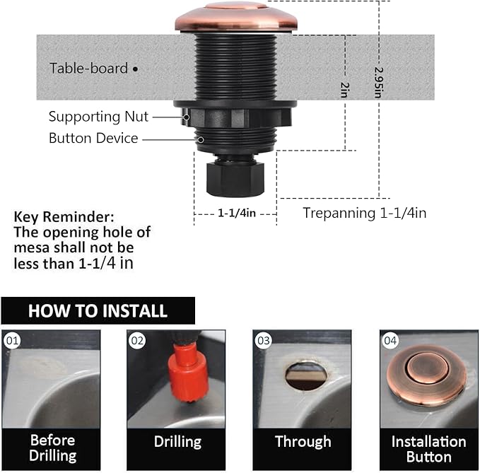 Garbage Disposal Air Switch Kit for SinkTop Waste Disposal with Stainless Steel Oil Rubbed Bronze(ORB) Short Air Button by briidea-Ruum Studio Home