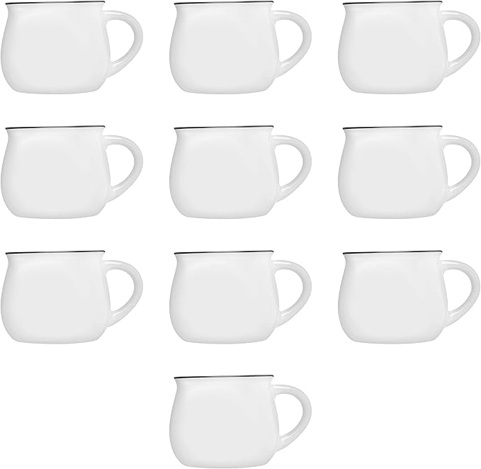 DISCOUNT PROMOS Glazed Campfire Coffee Mugs 12 oz. Set of 10, Bulk Pack - Perfect for Coffee, Tea, Espresso, Hot Cocoa, Other Beverages - White-Ruum Studio Home