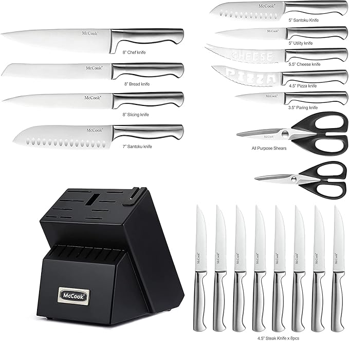 McCook® Knife Sets,German Stainless Steel Kitchen Knives Block Set with Built-in Sharpener-Ruum Studio Home