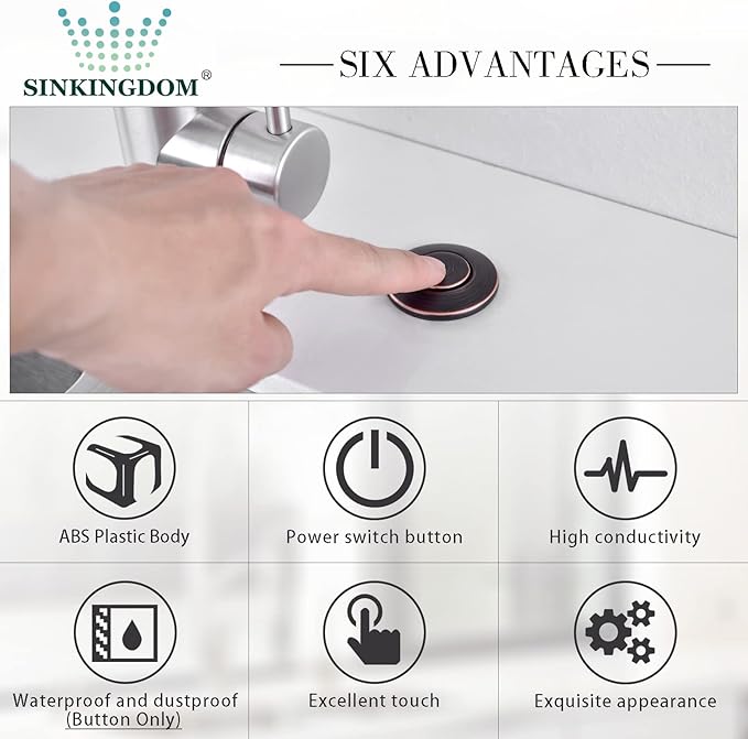 Garbage Disposal SinkTop Air Switch Kit with Long Button,Brass Made Cover,Oil Rubbed Bronze-Ruum Studio Home