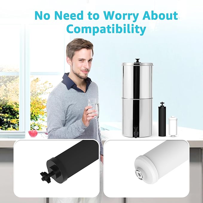 AQUACREST NSF/ANSI 42&372 Standard Water Filter, Replacement for Berkey® Gravity Water Filter System, Berkey® BB9-2® Black Filters & PF-2® Fluoride Filters-Ruum Studio Home