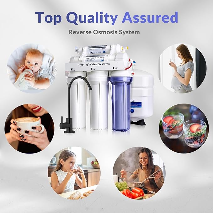 iSpring RCC7-BLK, NSF/ANSI 58 Certified, 5-Stage Reverse Osmosis System, RO Water Filter System Under Sink, Drinking Water Filter, 75 GPD, Stylish Black RO Faucet-Ruum Studio Home