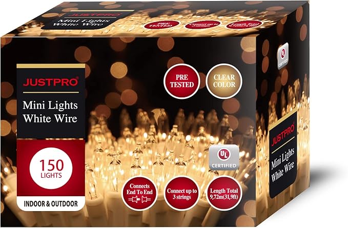 150LIGHTS WARM WHITE Extra-Bright With End Connectors Christmas Decorative Lights 9.72m UL Certified Mini String Light Set Waterproof for Home Garden Holiday Christmas Tree Party Patio Wedding-Ruum Studio Home