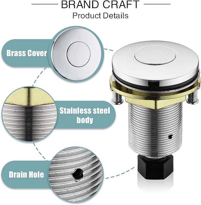 Garbage Disposal SinkTop Air Switch Kit with Stainless Steel Button,Chrome-Ruum Studio Home