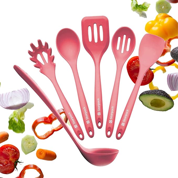 Starpack 'Like a Boss' XL Premium Silicone Cooking Utensils Set (6 Pcs) - Heat Resistant Kitchen Utensils 600°F - Non-Stick Silicone Utensil Set - Large Kitchen Utensils Set for Cooking & Serving-Ruum Studio Home