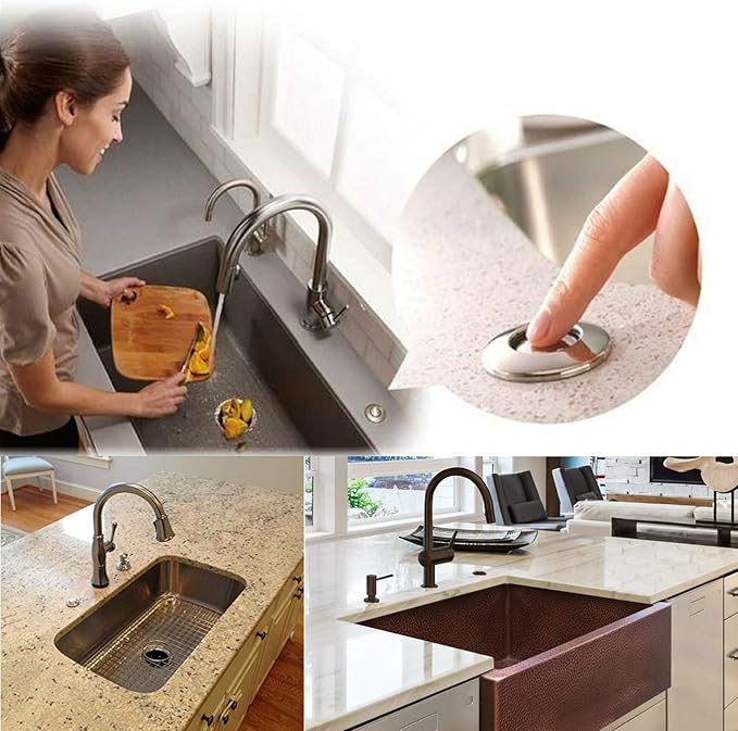 Garbage Disposal Air Switch Kit for SinkTop Waste Disposal with Stainless Steel Brushed Nickel Long Air Button by briidea-Ruum Studio Home