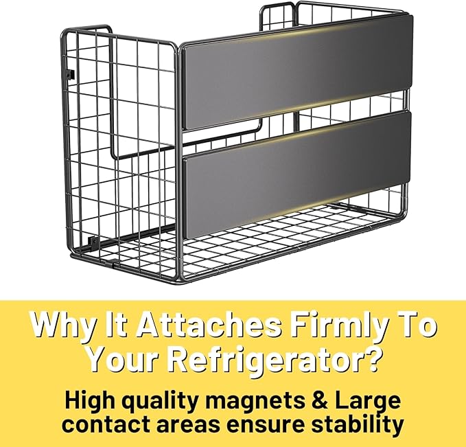2 Set Magnetic Shelf for Fridge, Fruit Potato & Onion Storage Bins, Pantry Organizers & Storage, Large Container Magnetic Basket for Refrigerator, Kitchen Counter, Cabinet, Magnetic Fridge Organizer-Ruum Studio Home