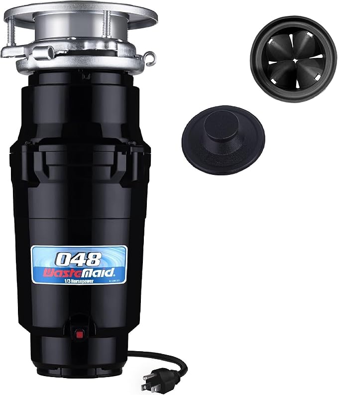 Waste Maid 10-US-WM-048-3B Garbage Disposal Anti-Jam Stainless Steel Food Waste Grinding System, 1/3 HP Compact, Black-Ruum Studio Home