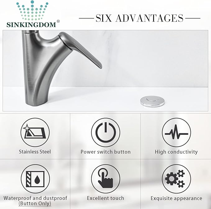 Garbage Disposal SinkTop Air Switch Kit with Stainless Steel Button,Chrome-Ruum Studio Home