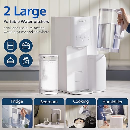 Reverse Osmosis Water Filter Countertop, Philips 6-Stage RO System Water Filtration Purifier with Aquaporin Inside and 2 Portable Pitchers, NSF/ANSI 372 Certified, Reduce TDS Lead-Ruum Studio Home