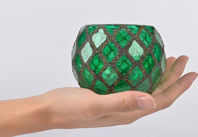 Votive Candle Holder Tea Lights - Glass Candle Holders, Mosaic Tealight Candle Holder, Candle Jar Cup for Wedding Centerpiece Party Table Decorations, Valentines Day Decor-Ruum Studio Home