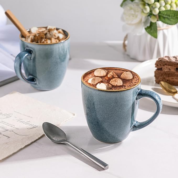 GBHOME Ceramic Coffee Mugs Set of 4, 12oz Stoneware Coffee Mugs Set For Dad Mom Women MEN, Light Weight Ceramic Coffee Cups for Latte/Tea/Beer/Hot Cocoa, Dishwasher & Microwave Safe-Ruum Studio Home