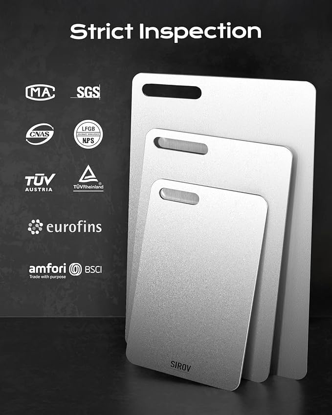 Titanium Cutting Board, 100% Pure Titanium Cutting Boards For Kitchen, Best Non Toxic titanium chopping board, Dishwasher safe, Hygiene and Durability for Meat, Fruit, and Vegetables (12.6L*8W)-Ruum Studio Home