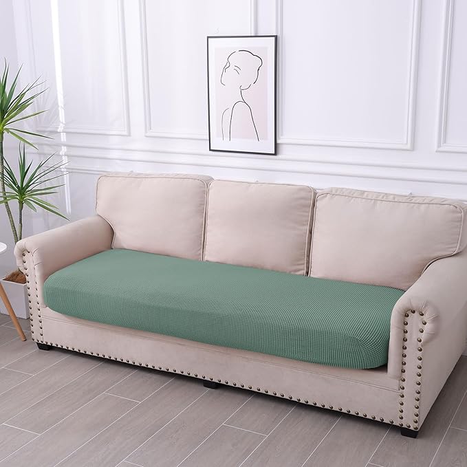 hyha Waterproof Couch Cushion Covers for Pets, Non Slip Sofa Seat Cover for Dogs Washable, Soft Thick Stretch Jacquard Fabric, Sofa Slipcovers with Elastic Bottom (1 Piece for Large, Green)-Ruum Studio Home