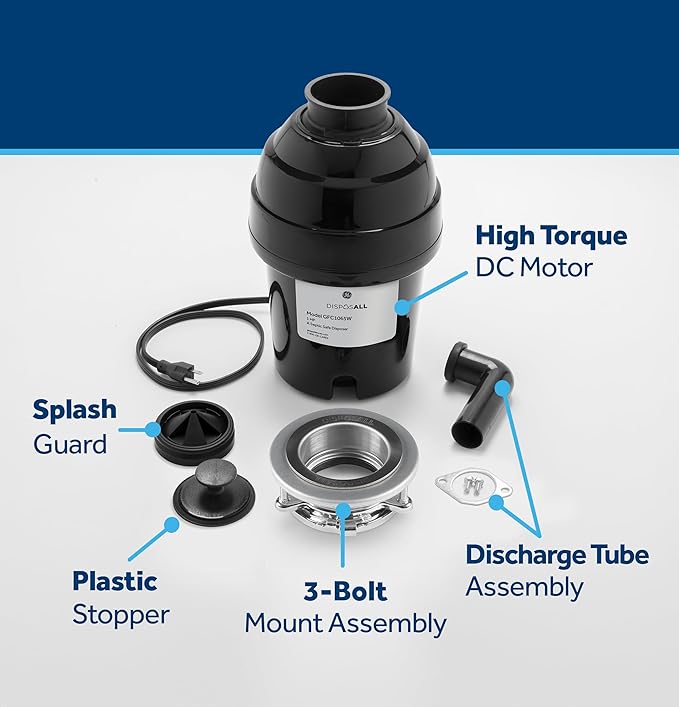 GE GFC1065W Disposer, Black-Ruum Studio Home