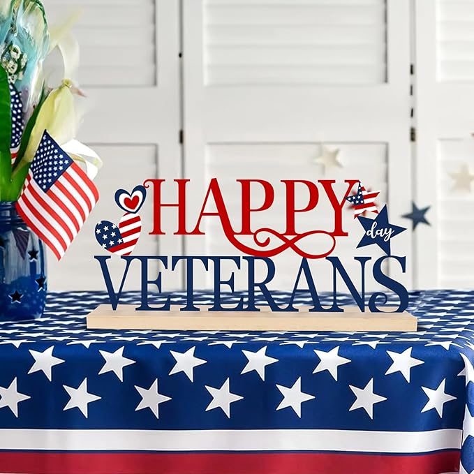 COCHIE Metal Happy Veterans Day Sign, Thank You Veteran Table Centerpieces Decorations for Home, Office, Shelf, Mantel, Indoor, Traditional Party Supplies Decor (Veterans)-Ruum Studio Home