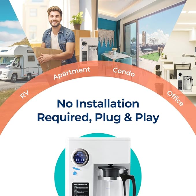 Bluevua RO100ROPOT Reverse Osmosis System Countertop Water Filter, 4 Stage Purification, Counter RO Filtration, 2:1 Pure to Drain, Purified Tap Water, Portable Water Purifier for Home-Ruum Studio Home