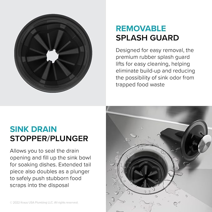 KRAUS® WasteGuard™ High-Speed 1/2 HP Continuous Feed Ultra-Quiet Motor Garbage Disposal with Power Cord and Flange Included and Universal Mount-Ruum Studio Home