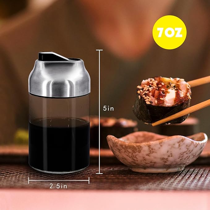 Aelga Soy Sauce Dispenser, 7oz Non-Drip Spout Oil and Vinegar Dispenser with Auto Flip Cap, Glass Oil Cruet for Kitchen Cooking-Ruum Studio Home