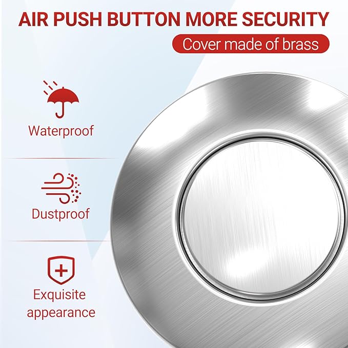 APIELE Garbage Disposal Air Switch Kit, Sink Top Push Button Switch for Food Waste Disposer, UL Listed 3.6" Long On/Off Air Button (Glossy Stainless Steel)-Ruum Studio Home