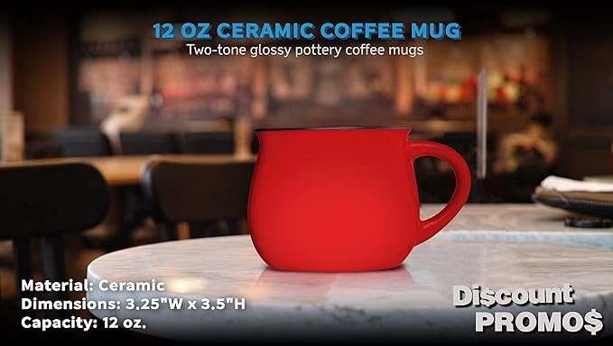 DISCOUNT PROMOS Glazed Campfire Coffee Mugs 12 oz. Set of 10, Bulk Pack - Perfect for Coffee, Tea, Espresso, Hot Cocoa, Other Beverages - Red-Ruum Studio Home