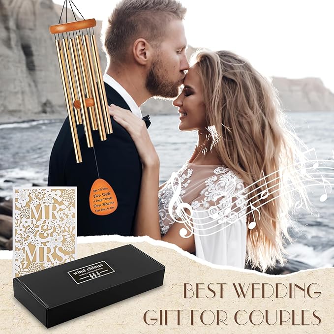 Wedding Gift for Couples,Mr and mrs Gift,Bride to be Gifts for Bridal Wedding Wind Chime for Outdoor, Garden Decoration,Bridal Shower Gifts-Ruum Studio Home