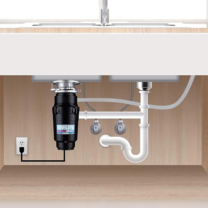 Waste Maid 10-US-WM-058-3B Garbage Disposal Anti-Jam Stainless Steel Food Waste Grinding System, 1/2 HP Economy, Black-Ruum Studio Home