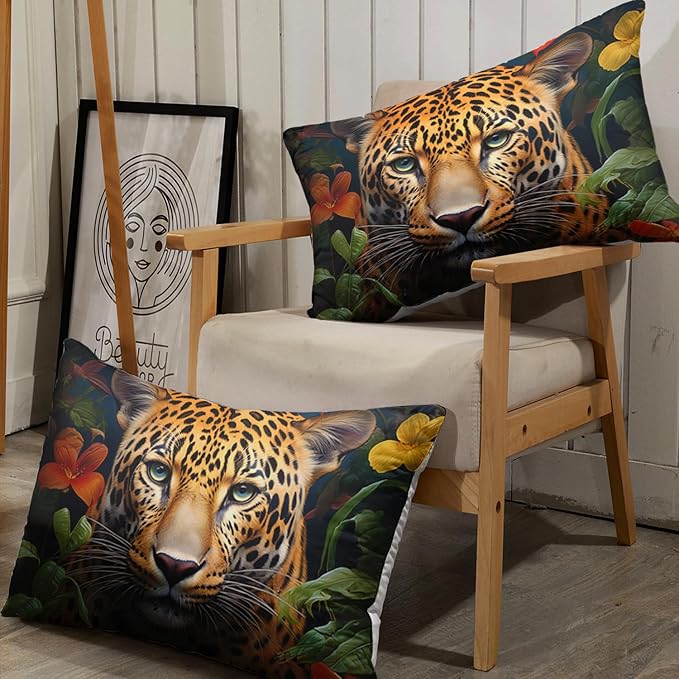 AILONEN Leopard Print Fitted Sheet Set Twin XL Size for Boys,Safari Cheetah Bed Sheet Set TwinXL, Jungle Animal Leopard Sheet Set 3 Pieces Wildlife Fitted Sheet with 2 Pillowcases