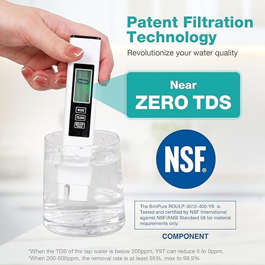 SimPure Y9T Countertop Reverse Osmosis Water Filter, Near Zero TDS 300 GPD 6 Stage Purification, RO Water Filtration System, Super Fast Filtering Portable Water Purifier-Ruum Studio Home