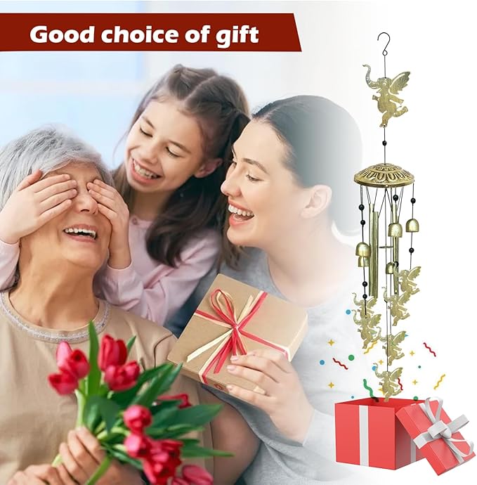 Elephants Wind Chimes for Outside,42" Metal Wind Chinme Indoor/Ourdoor Garden Yard Decoration Patio Home Porch Decor,Unique Windchimes Memorial/House Warming/Birthday Gifts,Elephant Gifts for Women-Ruum Studio Home