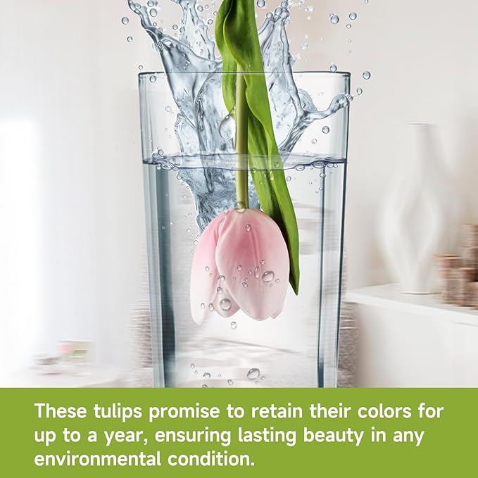 Buart Artificial Tulip in Bulk for Home Kitchen Wedding Bridal Bouquet,Fake Flowers for Valentine's Day Mother's Day Easter Table Centerpieces Decorations(Large Size,Pink,Real-Touch,12pcs)-Ruum Studio Home