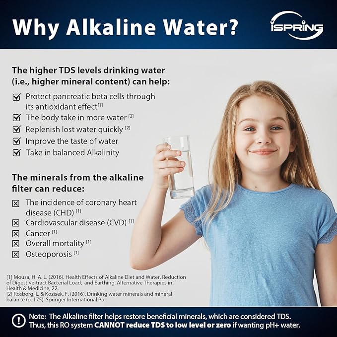 iSpring RCC7AK-UVBLK, NSF/ANSI 58 Certified, Alkaline and UV 7-Stage Reverse Osmosis Water Filter System, Clear Housing for Easy Filter Inspection, Reduces PFAS, TDS, Chlorine, Lead, pH+-Ruum Studio Home