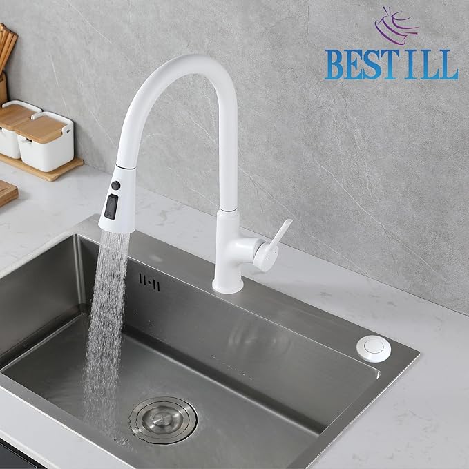 BESTILL Garbage Disposal Air Switch Kit - UL Listed, Cordless Sink Top Switch Button for Waste Disposer, 3.6" Long Push Button with Brass Cover, White, Compatible with all Garbage Disposals-Ruum Studio Home