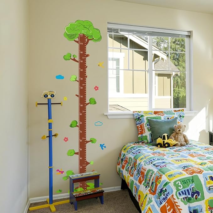 Tree Self-adheve Vinyl Nursery Wall Decal Baby Growth Chart Sticker for Bedroom Play Room-Ruum Studio Home