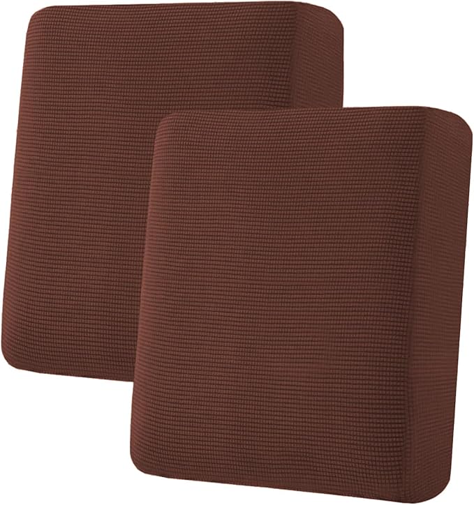 H.VERSAILTEX Super Stretch Individual Seat Cushion Covers Sofa Covers Couch Covers Slipcover Sets Thick Jacquard Textured Twill Fabric (2 Piece Medium Sofa Cushion Covers, Burnt Brick)-Ruum Studio Home