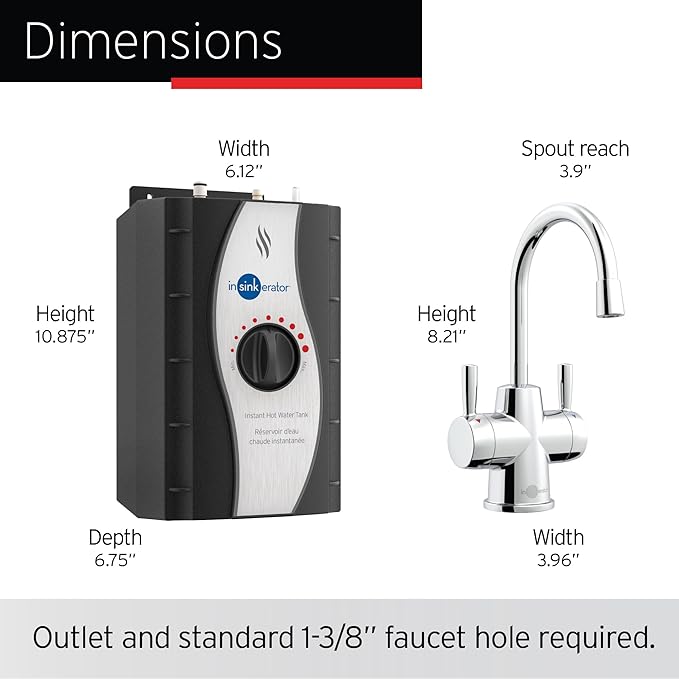 InSinkErator Stainless Steel Tank, HC250C-SS HOT250 System, 2-Handle Drinking Faucet in Chrome with 2/3-Gallon, Filter-Compatible Instant Hot/Cold Water Dispenser-Ruum Studio Home