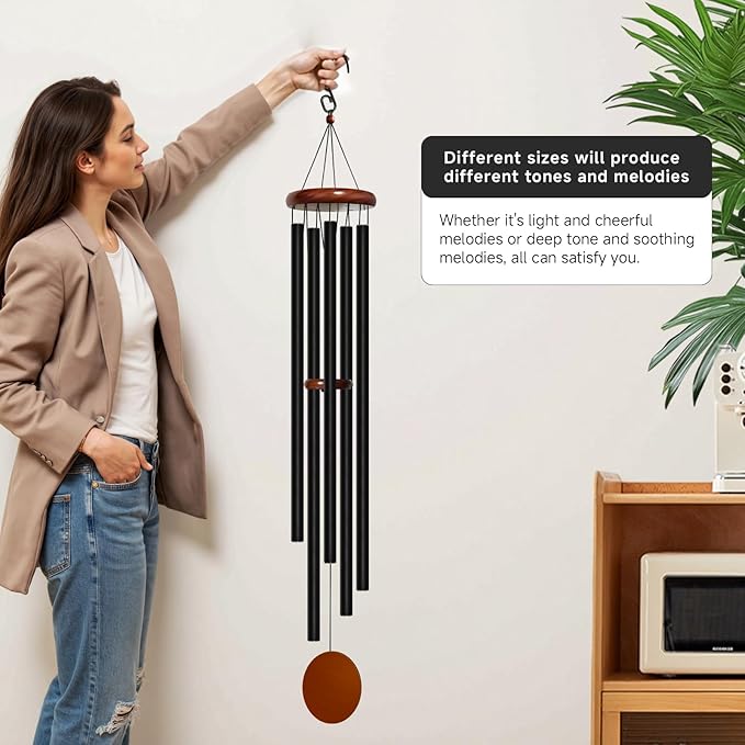 Wind Chimes for Outside Deep Tone, 60 inch 5 Heavy Duty Tubes Aluminium Metal Extra Large Wind Chimes Outdoor, Decoration for Garden, Patio, Yard, Gift for Mother's Day, Birthday-Ruum Studio Home