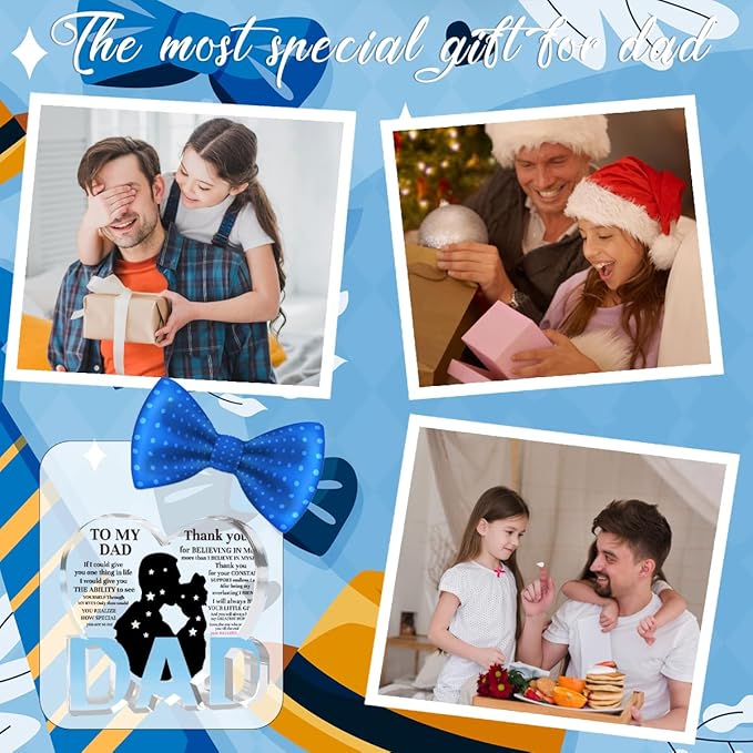 Best Dad Ever Gift from Daughter Son - Acrylic Heart-Shaped Plaque Father’s Day Birthday Gift - Unique Keepsake Desk Decor with Personalized Message-Ruum Studio Home