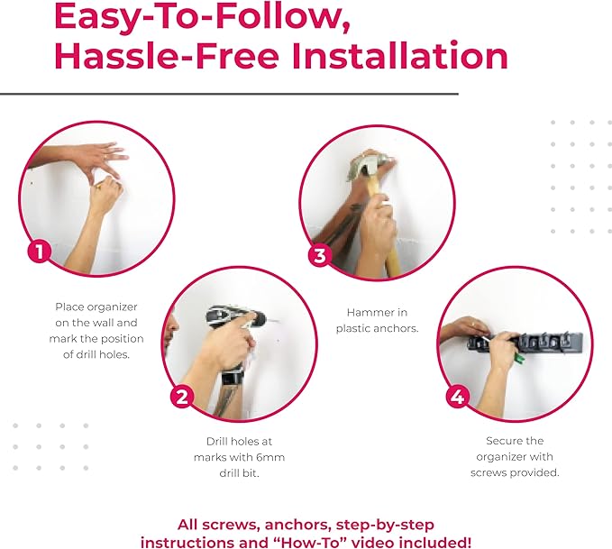 EXTRA GRIP Mop & Broom Holder Wall Mount - Wall Hanging Garden Tool & Utility Closet Organizer, Mop & Broom Hook, Broom Hanger Wall Mount, Mop Broom Organizer, Wall Mounted Broom Rack Mop Storage-Ruum Studio Home