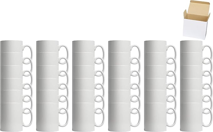11oz White Ceramic Sublimation Coffee Mug in White Gift Box, White, Case of 108-Ruum Studio Home