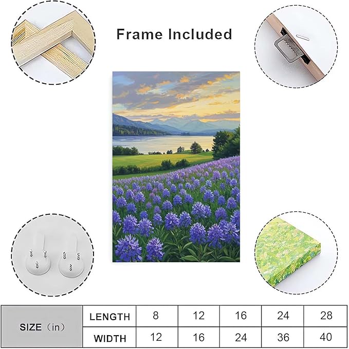 The lavender scenery all over the lake at sunset is suitable for posting in the living room bedroom office landscape poster wall painting-Ruum Studio Home