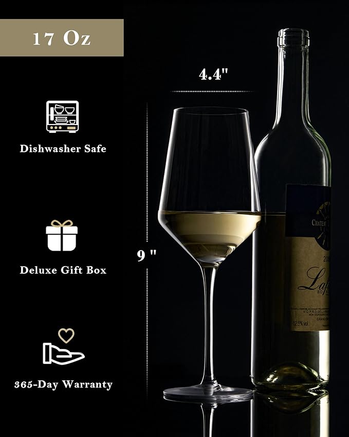 JBHO 17 oz Lead-Free Wine Glasses Set of 6, Hand Blown Durable Crystal Wine Glasses for Daily Use and Hosting Guests, Thin Rim for Serving Red and White Wine, Gift packing for any occasion