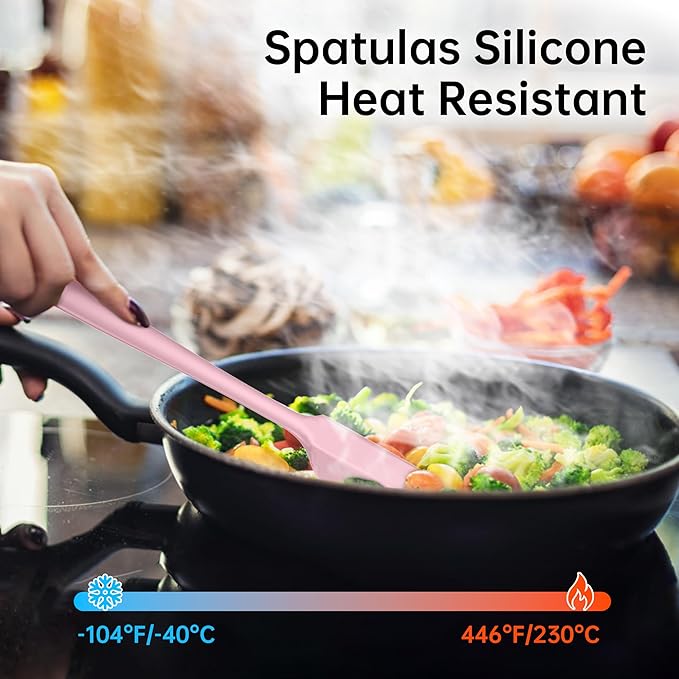 Barsone 5-Piece Silicone Spatula Set( Heat Resistant 446°F Food Grade BPA Free, Nonstick Cookware Safe Dishwasher Safe Kitchen Tools for Baking, Cooking, Stirring, Pink)-Ruum Studio Home