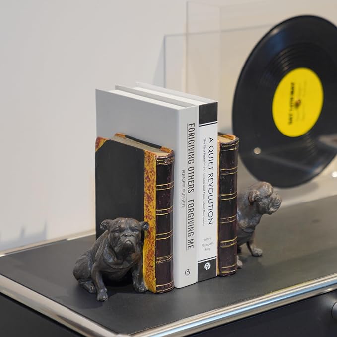 Dog Decorative Bookends Book Holder - Vintage Shelf Decor Book Ends to Hold Books Heavy Duty for Home Decor 3.5 X 4.5 X 6.25 inch Guichifun-Ruum Studio Home