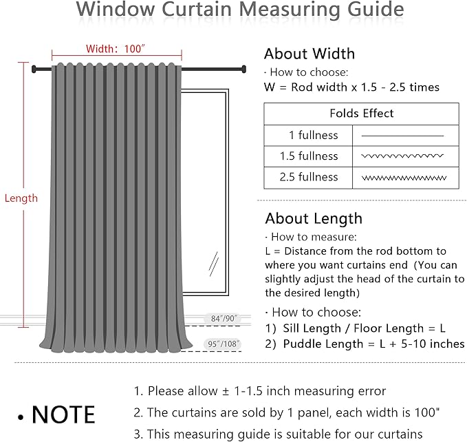 MYSKY HOME Patio White Curtains for Sliding Door, Living Room Curtains & Drapes Soft Cotton Farmhouse Window Treatments 90 inch Length 1 Panel Set Linen Look Semi Sheer Draperies, 100" W x 90" L-Ruum Studio Home