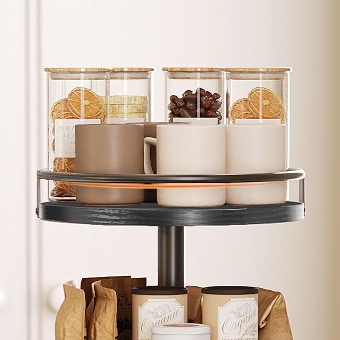 HOOBRO Lazy Susan Organizer, Rotating Spice Rack, 3-Tier Organizer, Turntable Spice Rack, Vertical Storage Organizer, for Kitchen Countertop, Vanity, Dining Table, Black BB09TL01-Ruum Studio Home
