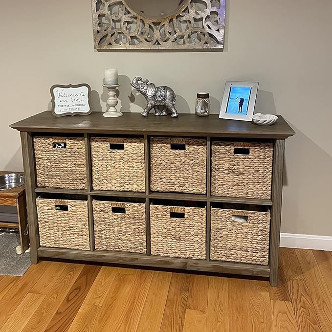 12x12x12 Storage Cube, Water Hyacinth Storage Baskets, Wicker Storage Baskets for Shelves, Woven Baskets for Storage, Square Wicker Storage Basket for Bedroom, Living Room (4 Packs 12x12in)-Ruum Studio Home