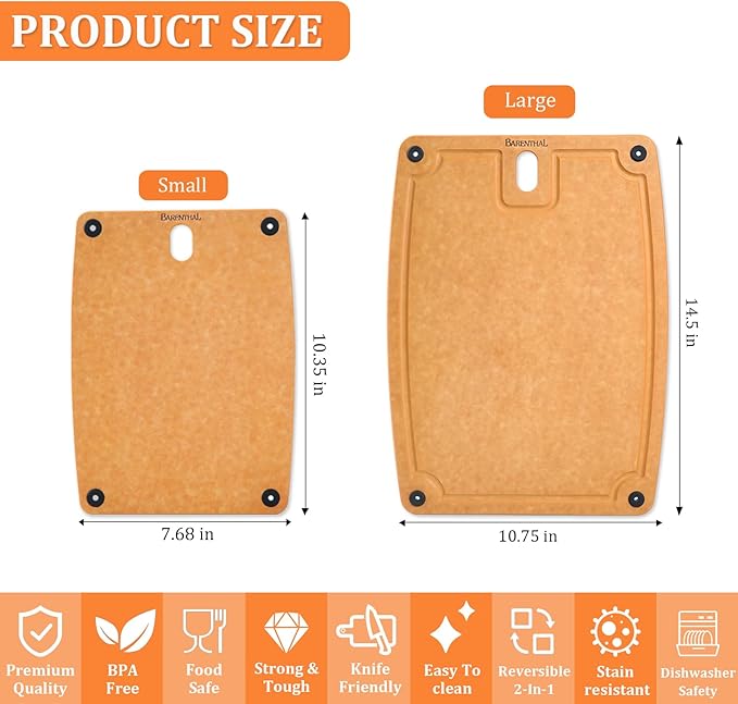 Cutting Boards for Kitchen Dishwasher Safe Eco-Friendly Composite Cutting Board Set of 2, Reversible Chopping Board with Handles & Juice Grooves, Small & Large Cutting Board for Countertop-Ruum Studio Home